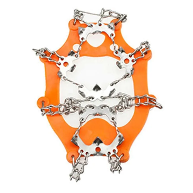 1 Pair 19 Teeth Anti-Slip Ice Gripper Hiking Climbing Chain Shoes Covers, Size:L(Orange)