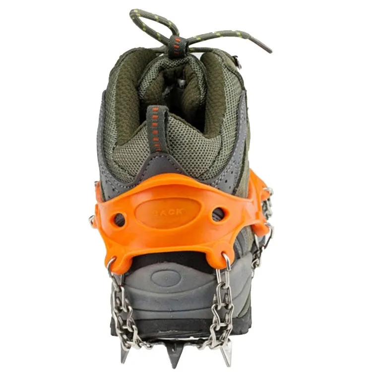 1 Pair 19 Teeth Anti-Slip Ice Gripper Hiking Climbing Chain Shoes Covers, Size:XL(Orange)