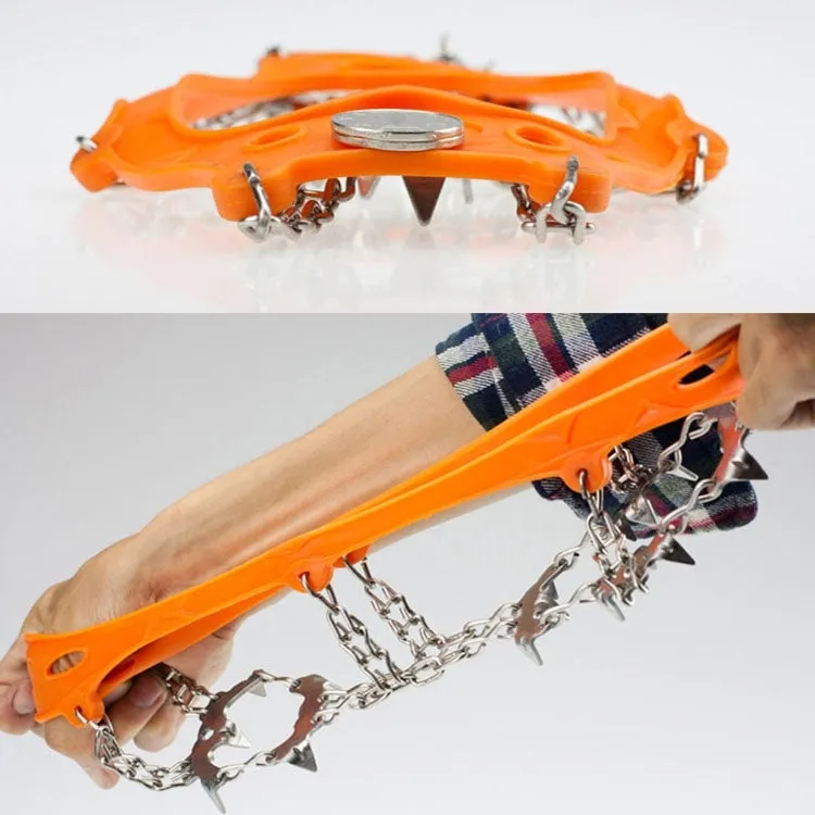 1 Pair 19 Teeth Anti-Slip Ice Gripper Hiking Climbing Chain Shoes Covers, Size:XL(Orange)