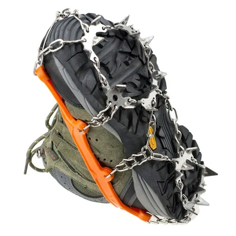 1 Pair 19 Teeth Anti-Slip Ice Gripper Hiking Climbing Chain Shoes Covers, Size:XL(Orange)