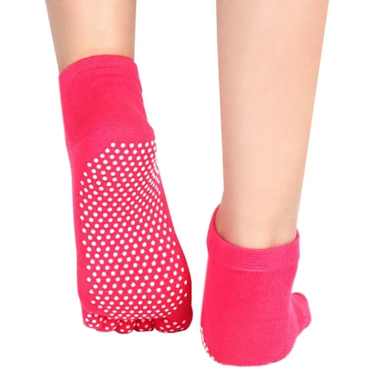 1 Pair Four Seasons Cotton Five-Toed Yoga Socks Silicone Non-Slip Five-Toed Socks(Grey)