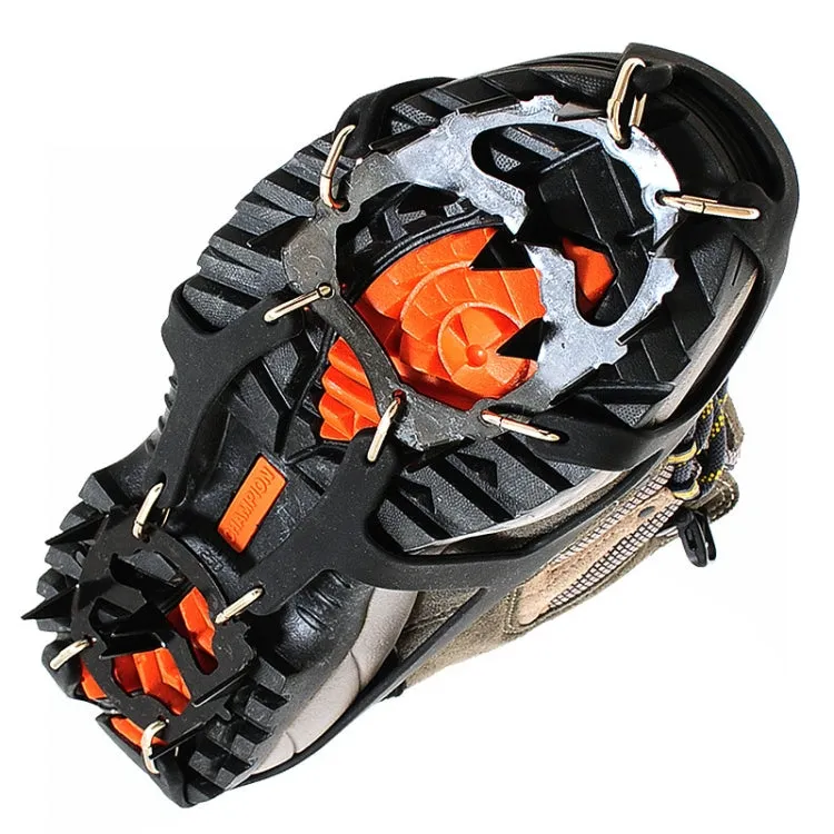 18 Teeth Silica Gel Steel Claw Ice Climbing on Foot Non-slip Mountaineering Foot Cover, One Pair(M (3742))