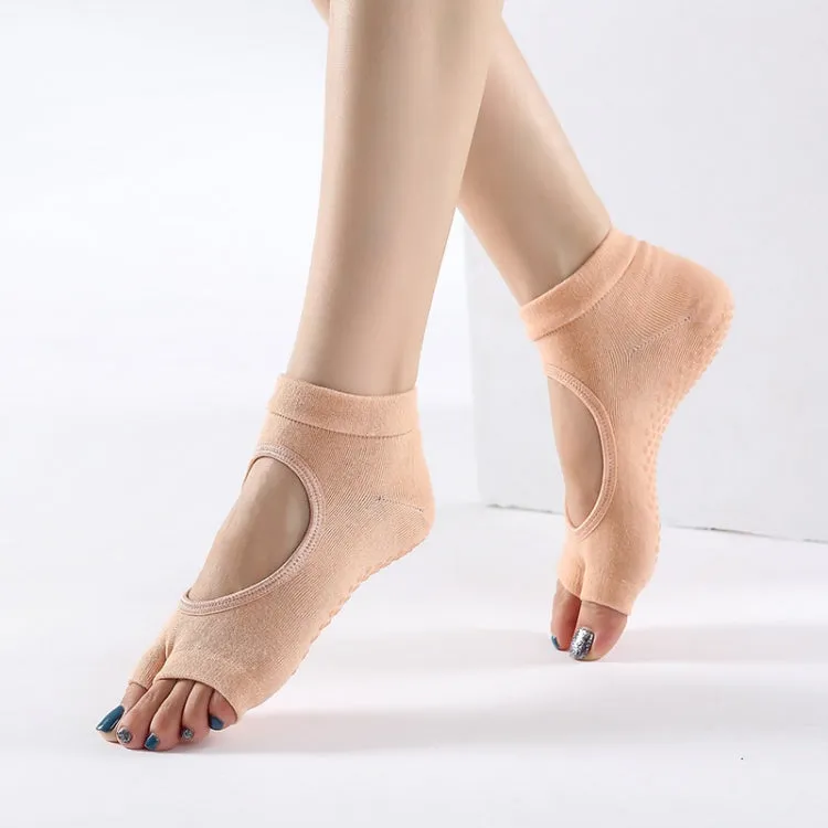 2 Pair Two-Toed Yoga Socks Clogs Socks Non-Slip Sports Cotton Socks, Size: One Size(Dark Gray)