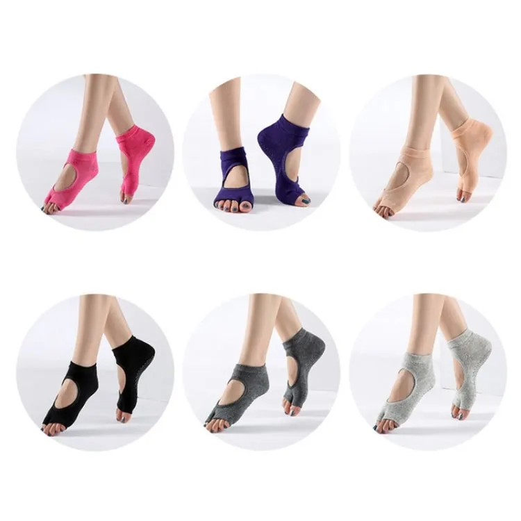 2 Pair Two-Toed Yoga Socks Clogs Socks Non-Slip Sports Cotton Socks, Size: One Size(Dark Gray)