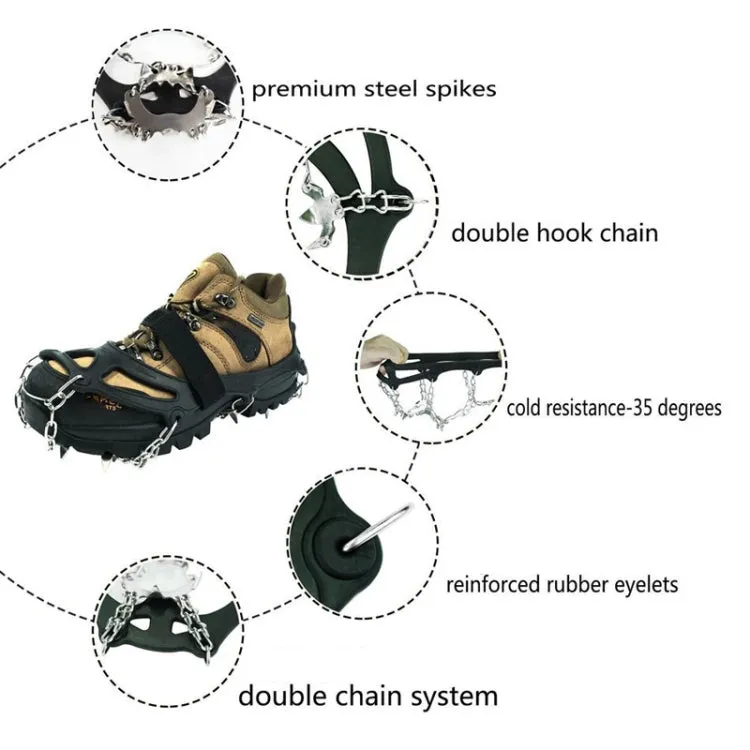 24 Teeth Outdoor Snow Anti-slip Ice Claws 201 Stainless Steel Anti-slip Shoe Cover, Size: L(Orange)