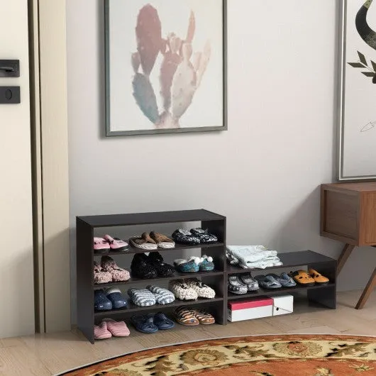 3 Pcs 31-Inch Stackable Shoe Rack-Brown