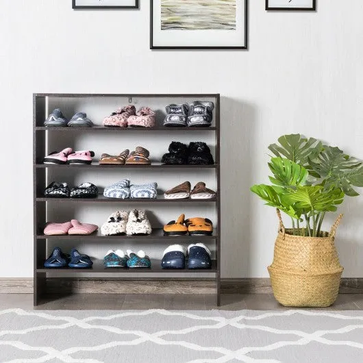 3 Pcs 31-Inch Stackable Shoe Rack-Brown