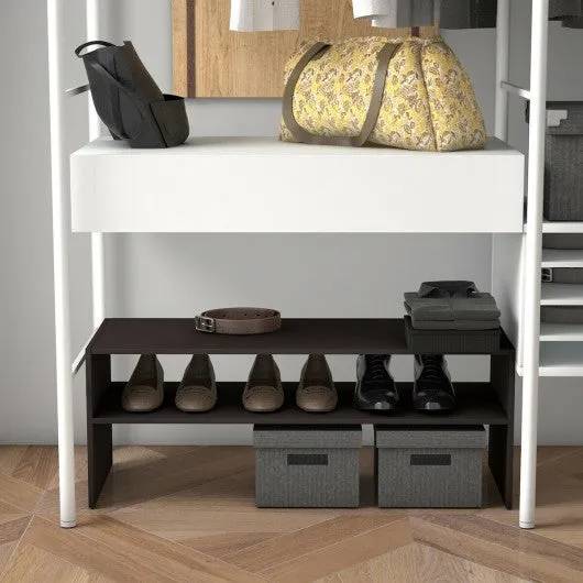 3 Pcs 31-Inch Stackable Shoe Rack-Brown