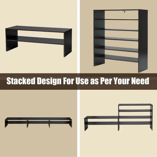 3 Pcs 31-Inch Stackable Shoe Rack-Brown