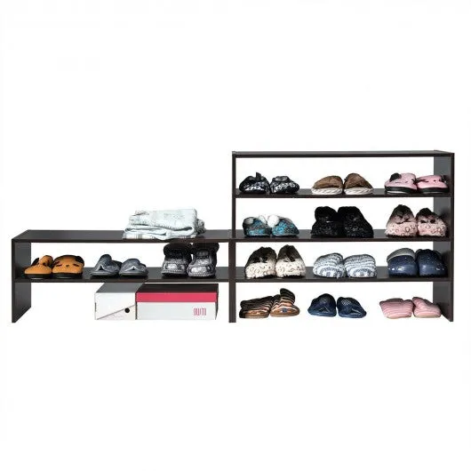 3 Pcs 31-Inch Stackable Shoe Rack-Brown