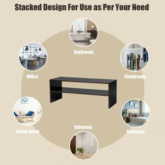 3 Pcs 31-Inch Stackable Shoe Rack-Brown