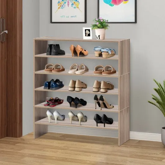 3 Pcs 31-Inch Stackable Shoe Rack-Natural