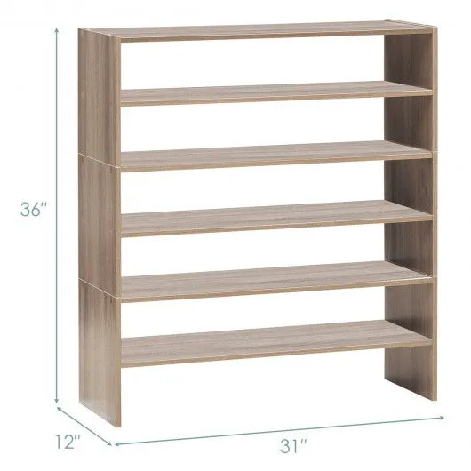 3 Pcs 31-Inch Stackable Shoe Rack-Natural