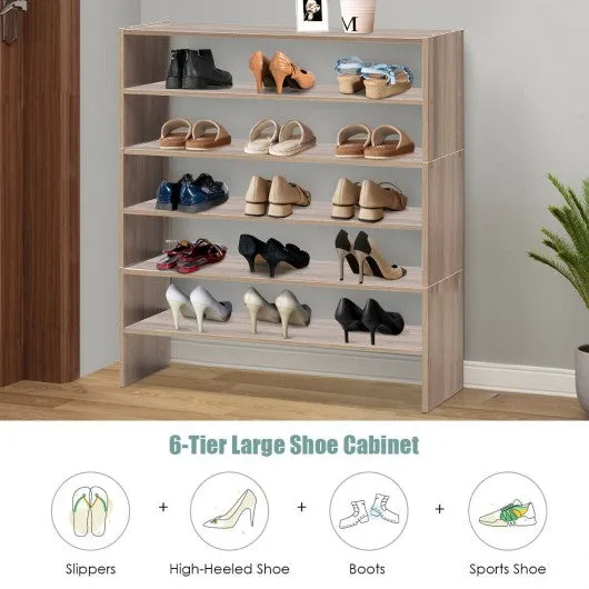 3 Pcs 31-Inch Stackable Shoe Rack-Natural