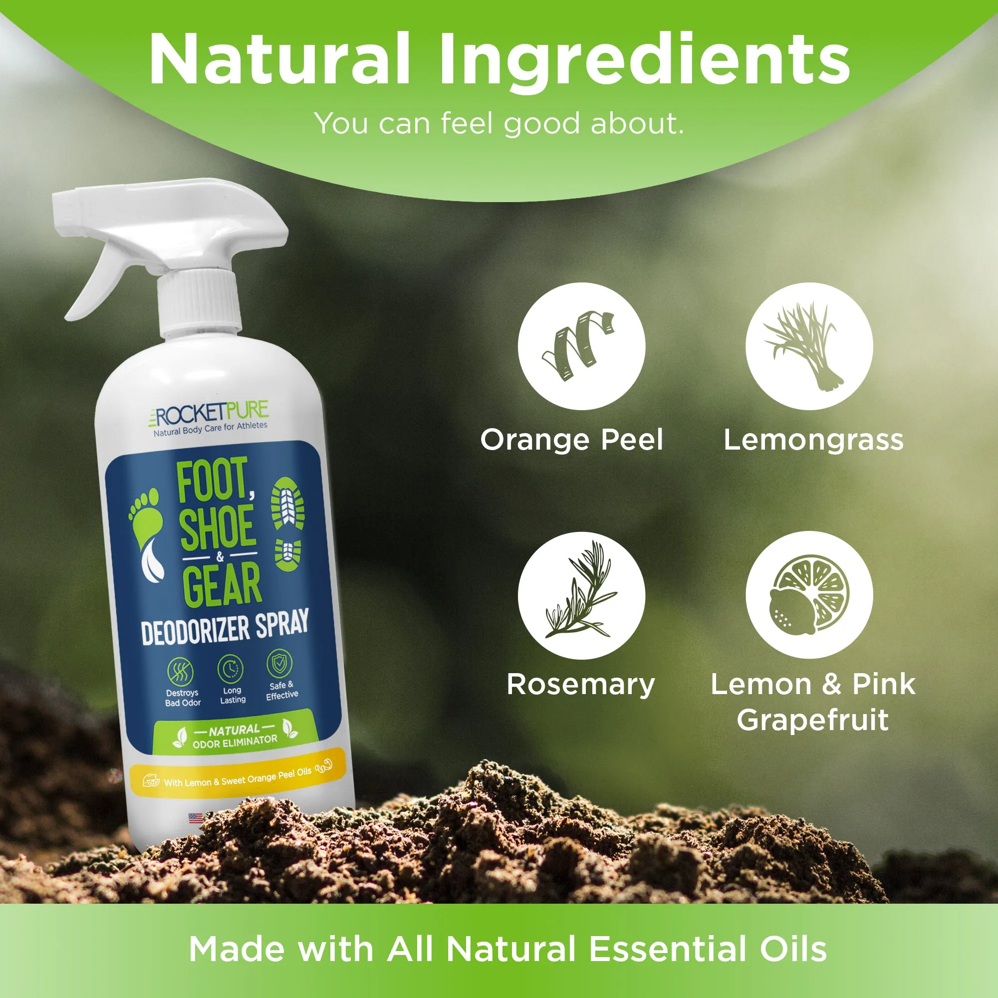 32oz Natural Foot & Shoe Deodorizer Spray - Lemon