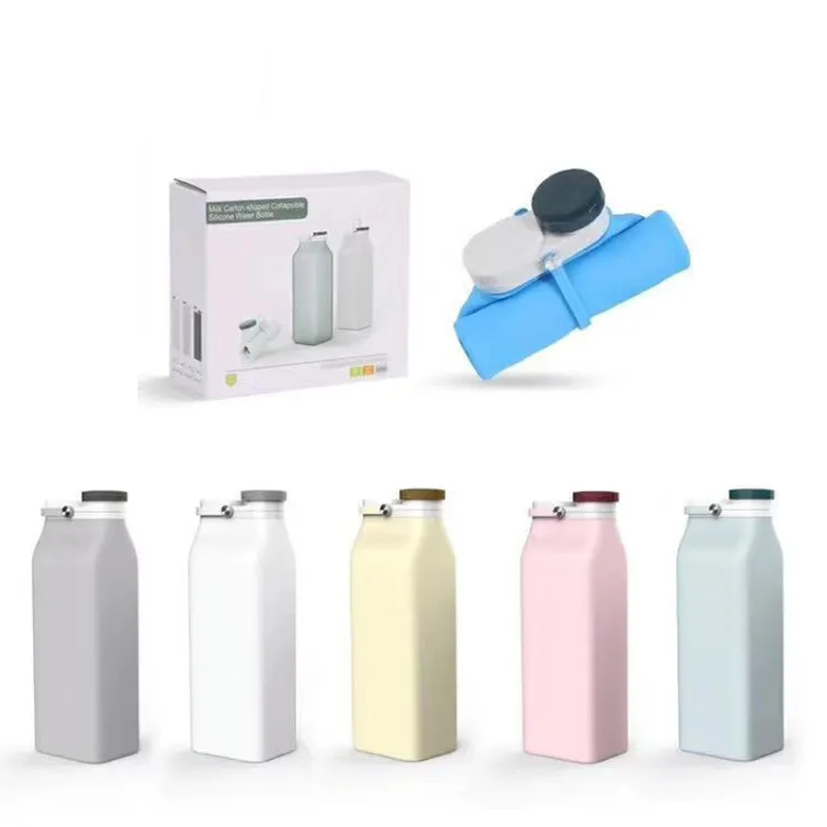600ml Outdoor Sports Portable Silicone Folding Water Cup Minimalist Travel Large Capacity Milk Bottle(Gray)