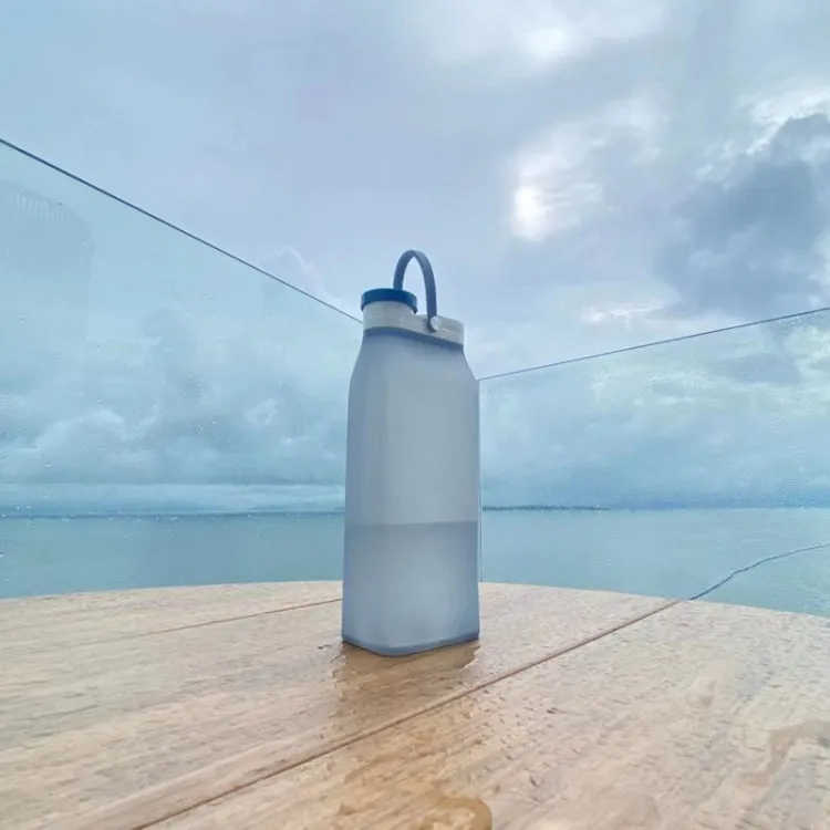600ml Outdoor Sports Portable Silicone Folding Water Cup Minimalist Travel Large Capacity Milk Bottle(Gray)