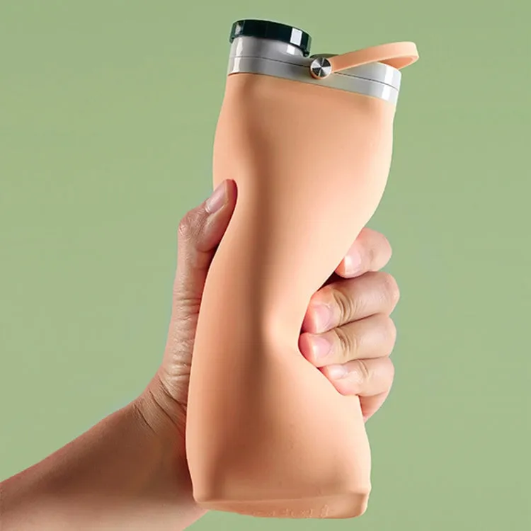600ml Outdoor Sports Portable Silicone Folding Water Cup Minimalist Travel Large Capacity Milk Bottle(Gray)