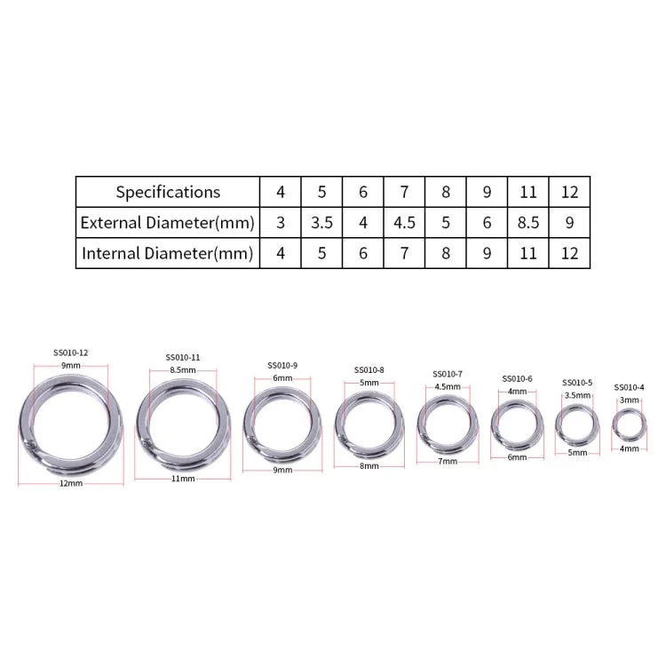8mm  HENGJIA SS010 50pcs /Pack Stainless Steel Flat Ring Fishing Space Fittings