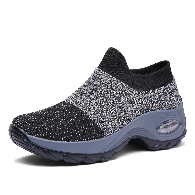 Air Cushioned Breathable Knit Mesh Slip-On Sneakers
