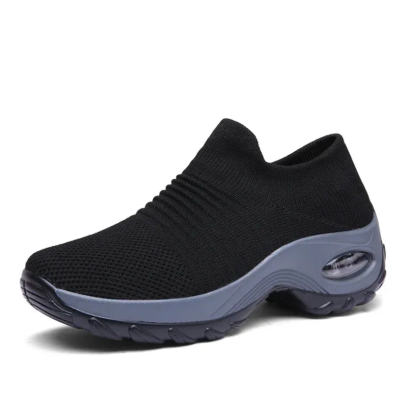 Air Cushioned Breathable Knit Mesh Slip-On Sneakers