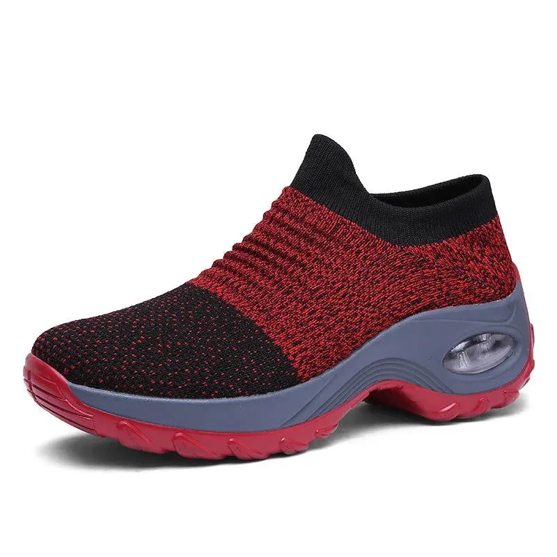 Air Cushioned Breathable Knit Mesh Slip-On Sneakers