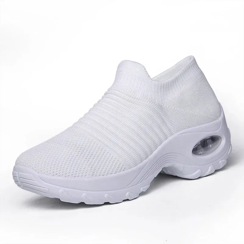 Air Cushioned Breathable Knit Mesh Slip-On Sneakers
