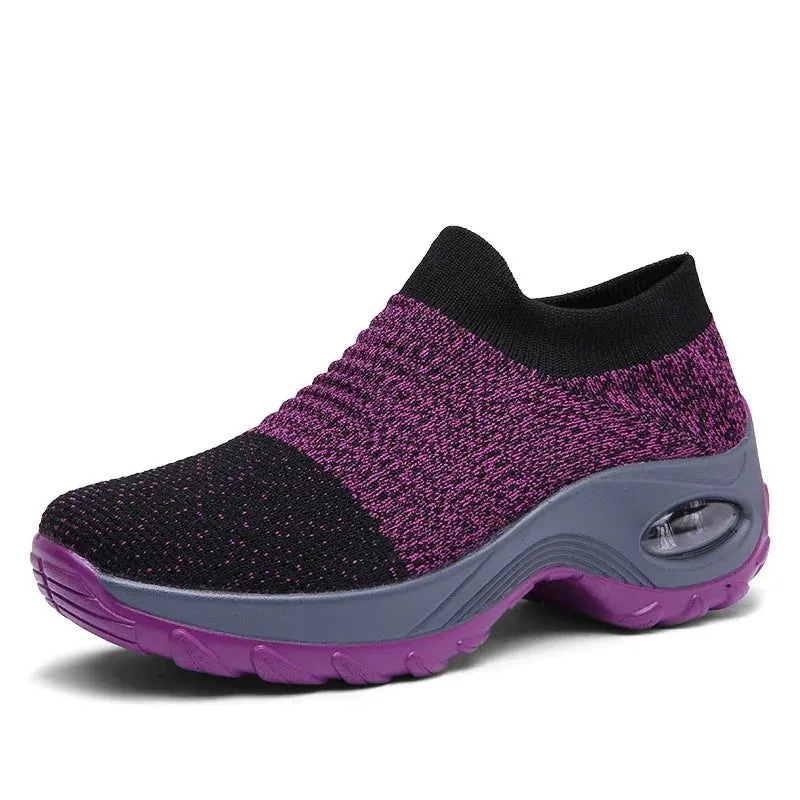 Air Cushioned Breathable Knit Mesh Slip-On Sneakers