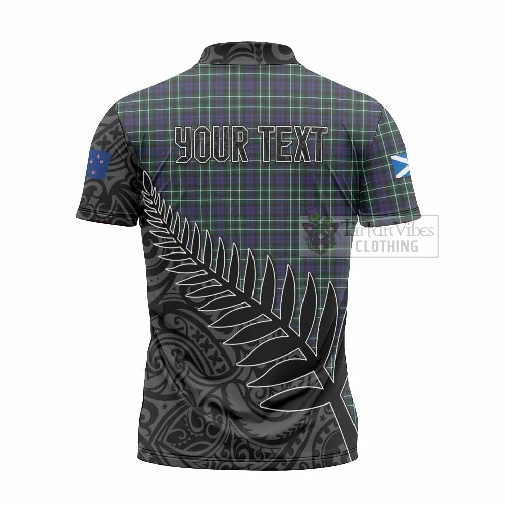 Allardice Crest Tartan Zipper Polo Shirt with New Zealand Silver Fern Half Style