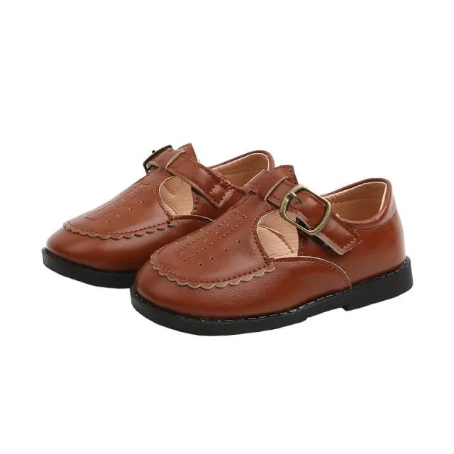 Autumn Girls Leather Shoes Fashion Solid Color Baby Girl Shoes Casual Kids Sneakers Soft Bottom Toddler Shoes Size 21-30 SZ256