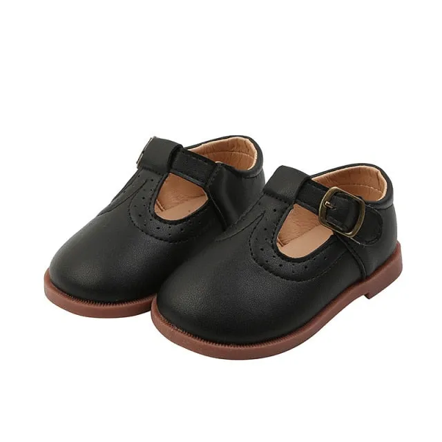 Autumn Girls Leather Shoes Fashion Solid Color Baby Girl Shoes Casual Kids Sneakers Soft Bottom Toddler Shoes Size 21-30 SZ256