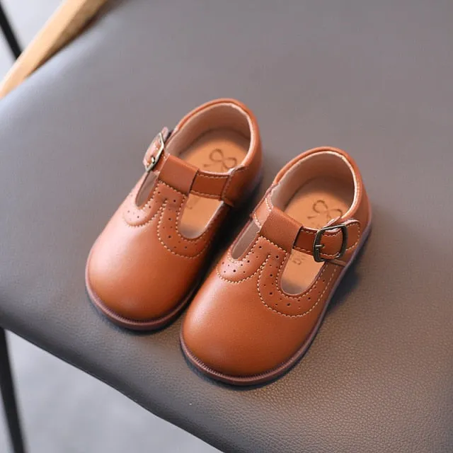 Autumn Girls Leather Shoes Fashion Solid Color Baby Girl Shoes Casual Kids Sneakers Soft Bottom Toddler Shoes Size 21-30 SZ256