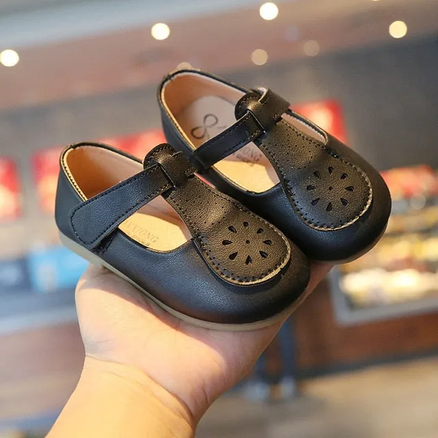 Autumn Girls Leather Shoes Fashion Solid Color Baby Girl Shoes Casual Kids Sneakers Soft Bottom Toddler Shoes Size 21-30 SZ256