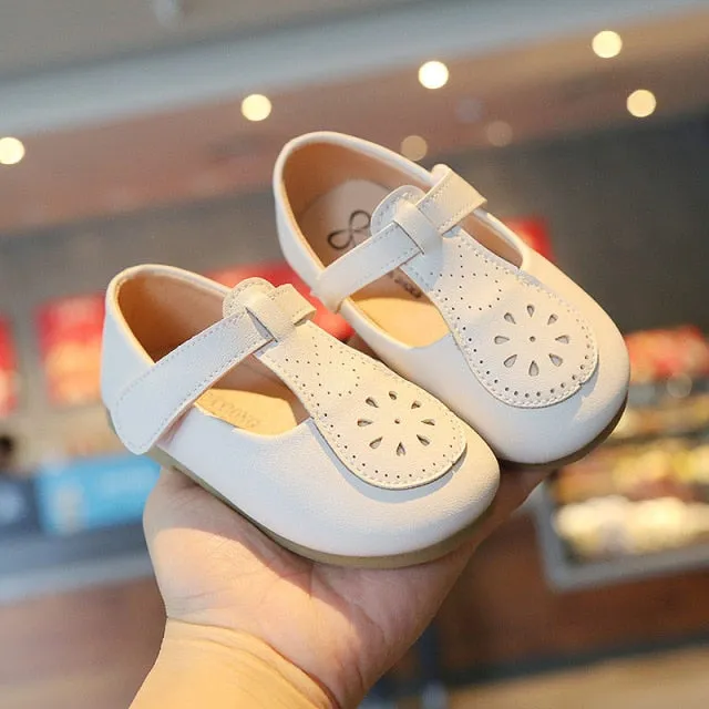 Autumn Girls Leather Shoes Fashion Solid Color Baby Girl Shoes Casual Kids Sneakers Soft Bottom Toddler Shoes Size 21-30 SZ256