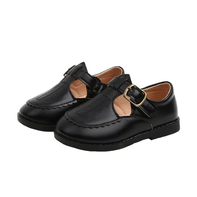 Autumn Girls Leather Shoes Fashion Solid Color Baby Girl Shoes Casual Kids Sneakers Soft Bottom Toddler Shoes Size 21-30 SZ256