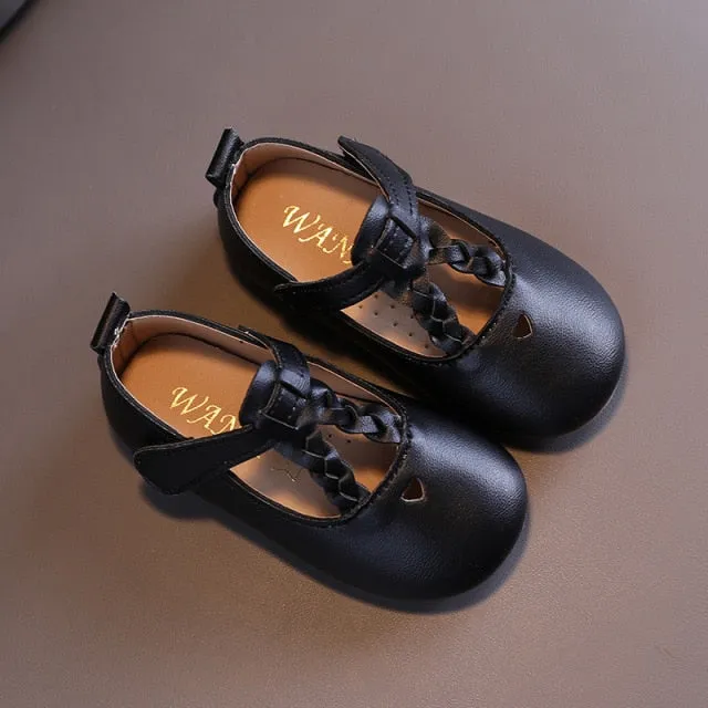 Autumn Girls Leather Shoes Fashion Solid Color Baby Girl Shoes Casual Kids Sneakers Soft Bottom Toddler Shoes Size 21-30 SZ256