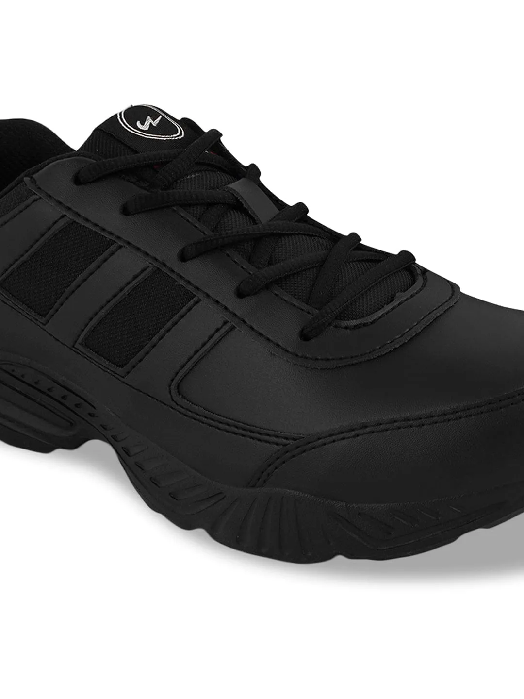 BINGO-151A Black Boys School Shoes