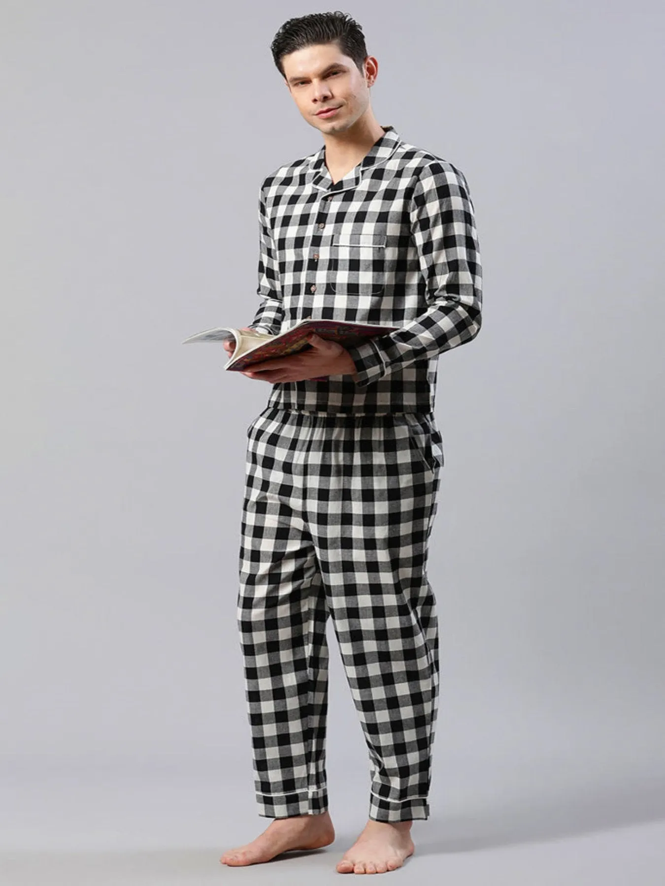 Black And White Check Print Loungewear