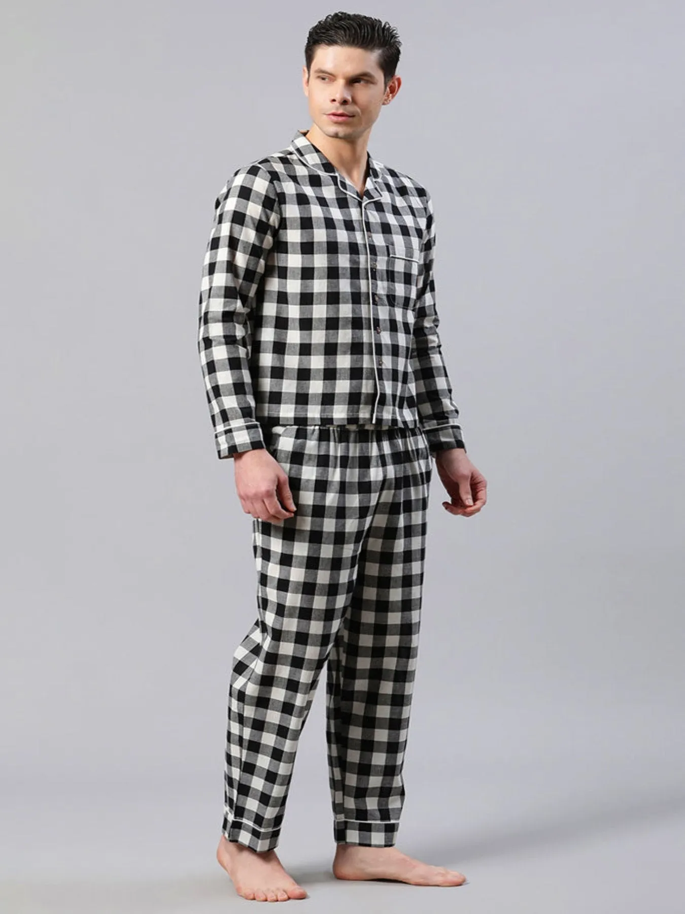 Black And White Check Print Loungewear