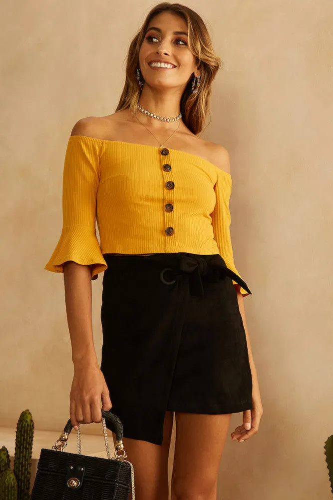 Blown In The Wind Crop Top Mustard