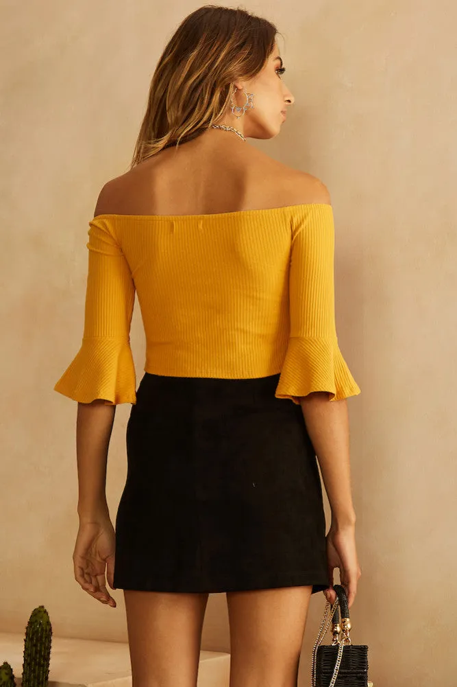 Blown In The Wind Crop Top Mustard