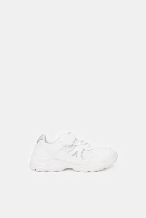 Boys White Material Block Chunky Sneakers