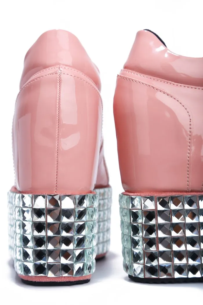 Cape Robbin UPROAR WEDGE DISRUPTOR RHINESTONE FLATFORM BOOTIES SNEAKER