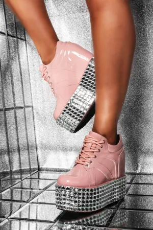 Cape Robbin UPROAR WEDGE DISRUPTOR RHINESTONE FLATFORM BOOTIES SNEAKER