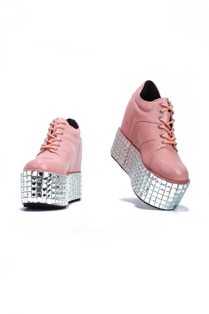 Cape Robbin UPROAR WEDGE DISRUPTOR RHINESTONE FLATFORM BOOTIES SNEAKER