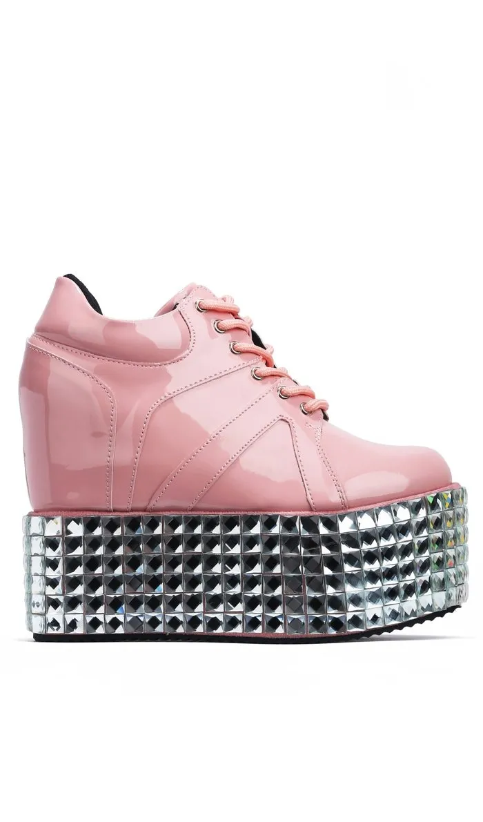 Cape Robbin UPROAR WEDGE DISRUPTOR RHINESTONE FLATFORM BOOTIES SNEAKER
