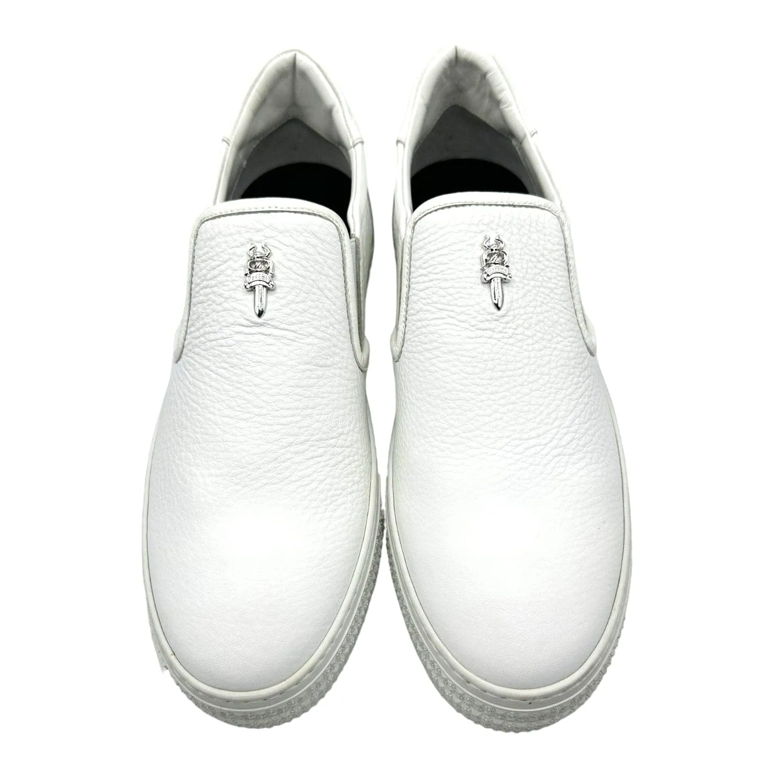 Chrome Hearts Slip On Leather Sneaker White (.925 Silver)