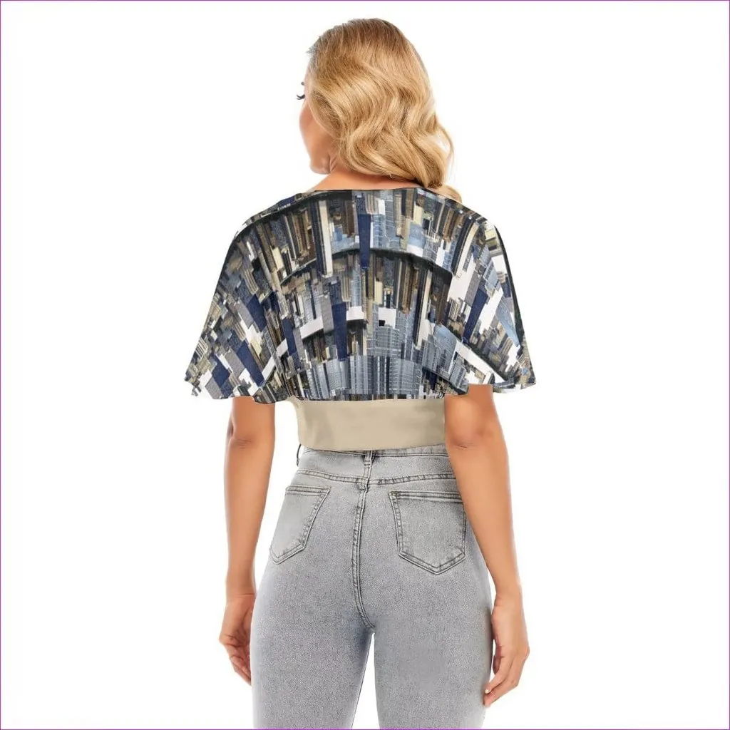 City Blocks Womens Bat Sleeve Crop Top