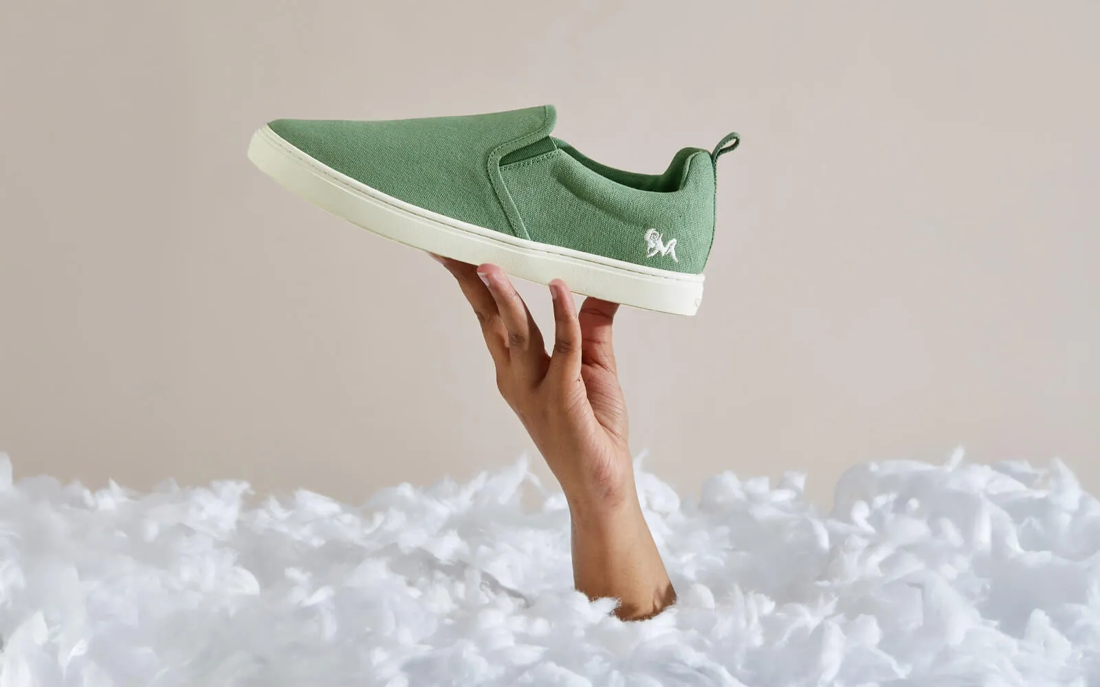 Cotton Slip Ons : Sage Green
