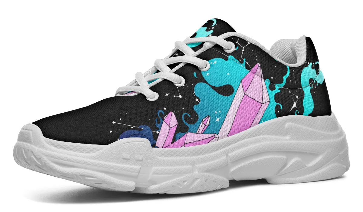 Crystal Sky Chunky Sneakers - Light Breathable and Comfortable Sports Shoes with Platform Soles